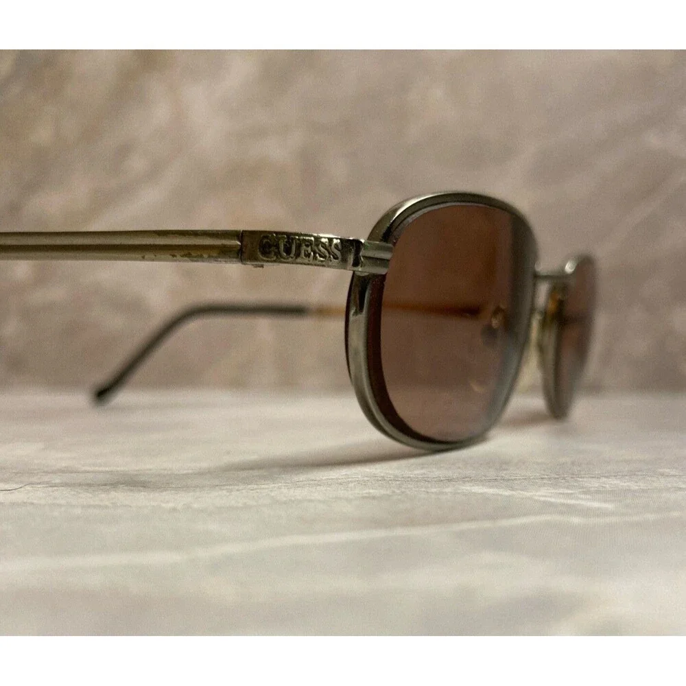 Vintage Guess GU607 50-19 138 Bronze Oval Metal Sunglasses FRAMES ONLY